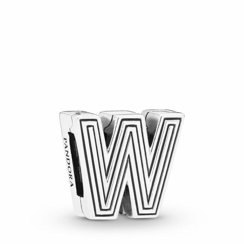 Pandora Reflexions™ Letter W Clip Charm - Sterling Silver/Silicone - Canada | HP7965ZQ